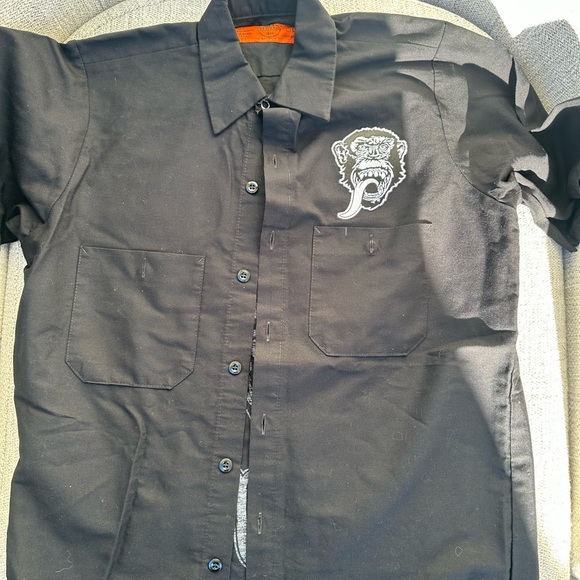 adidas Other - Adidas Black Button-Down Shirt with Embroidered Tiger
